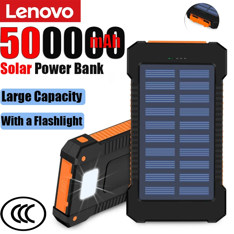Lenovo Ηλιακό Power Bank 50000mAh για Outdoor Χρήση και Έκτακτες Ανάγκες
