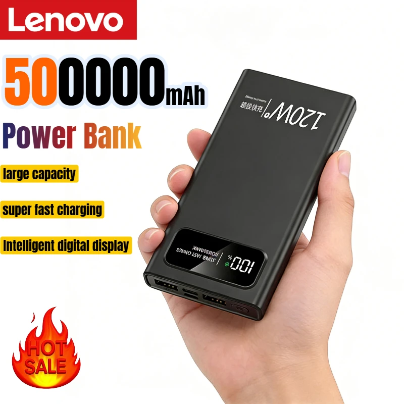 Lenovo Power Bank 50000mAh με Ψηφιακή Οθόνη για iPhone, Samsung και Huawei