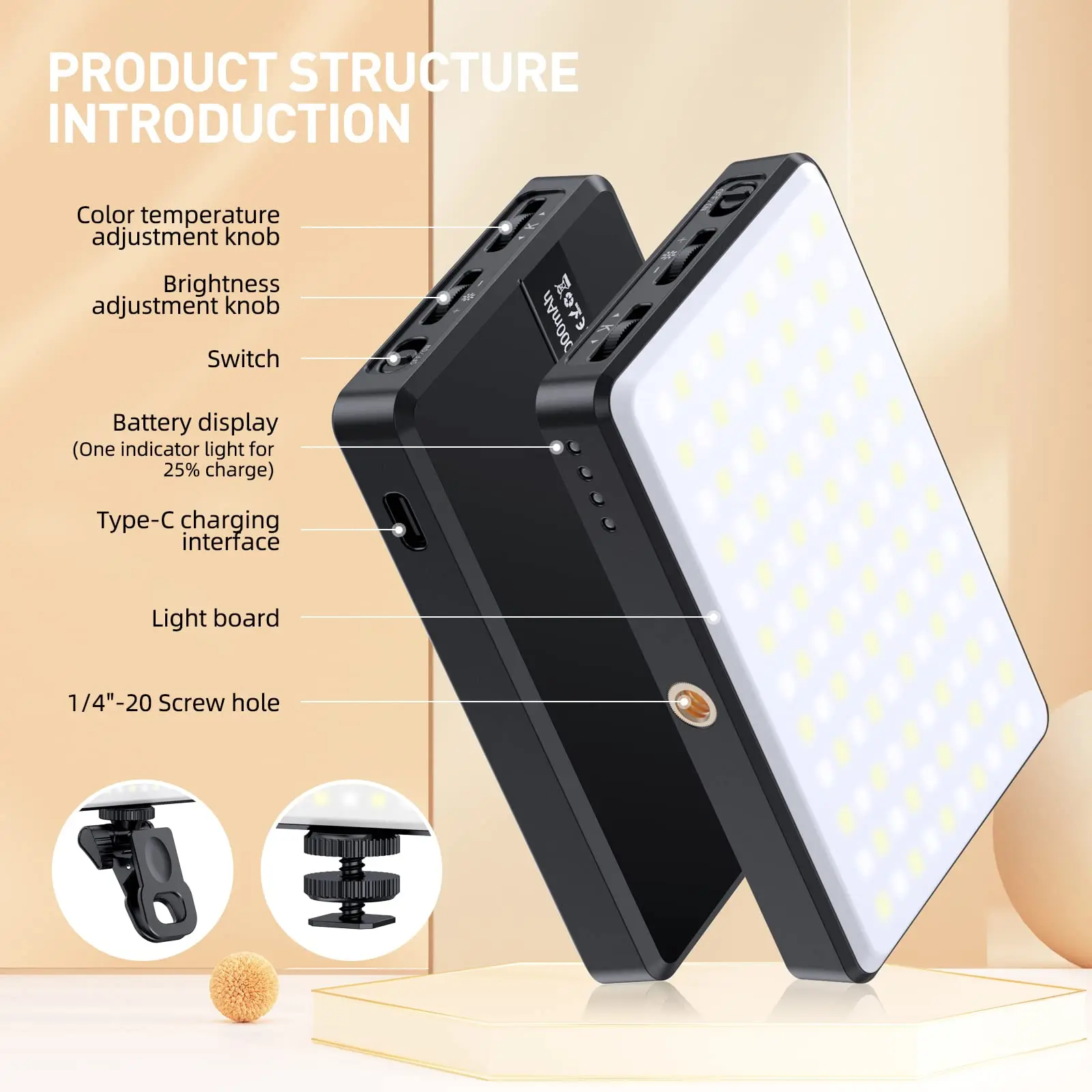 ST-120 LED Video Light 3000mAh CRI95 με Ρυθμιζόμενη Θερμοκρασία Χρώματος 2500-9000K - Image 3