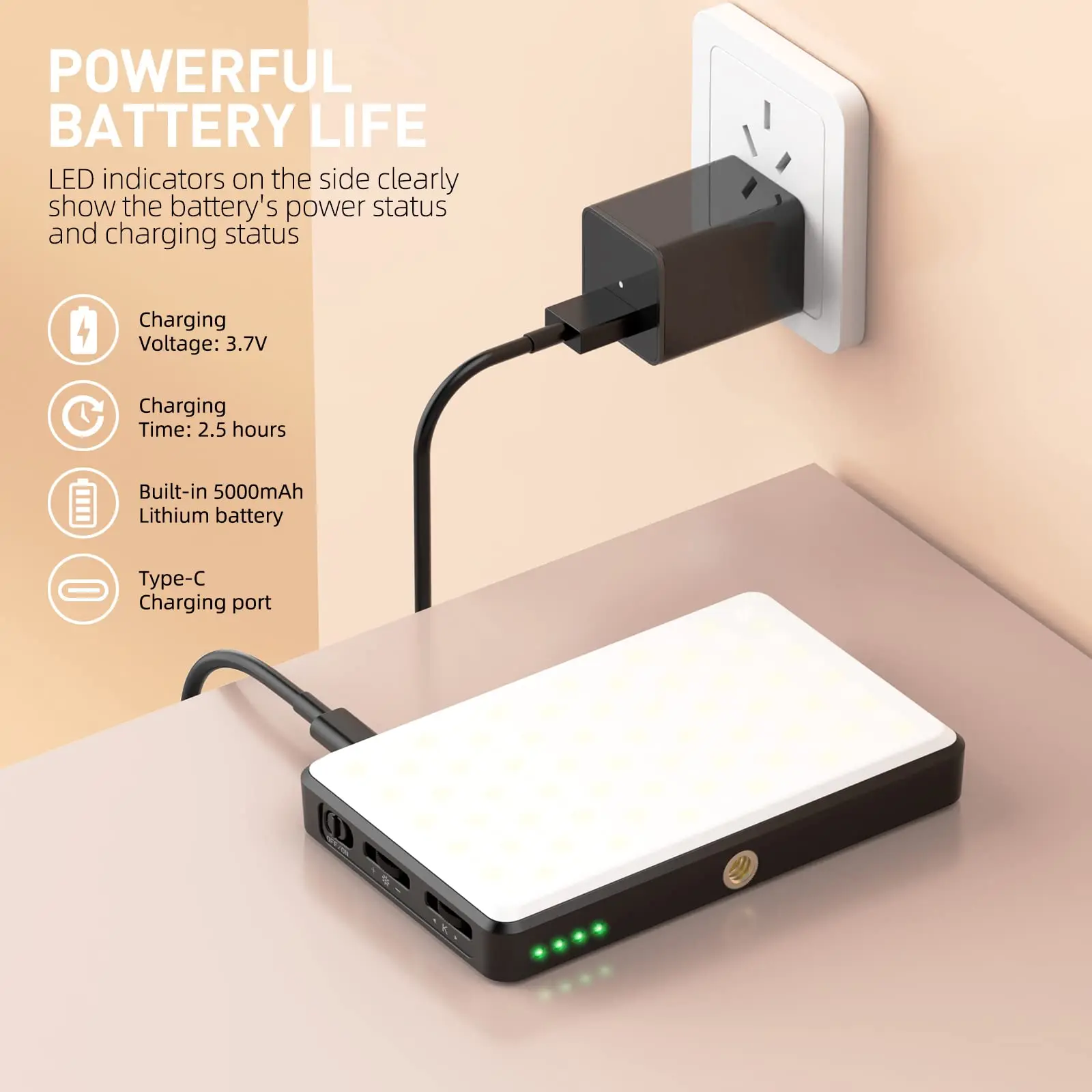 ST-120 LED Video Light 3000mAh CRI95 με Ρυθμιζόμενη Θερμοκρασία Χρώματος 2500-9000K - Image 5