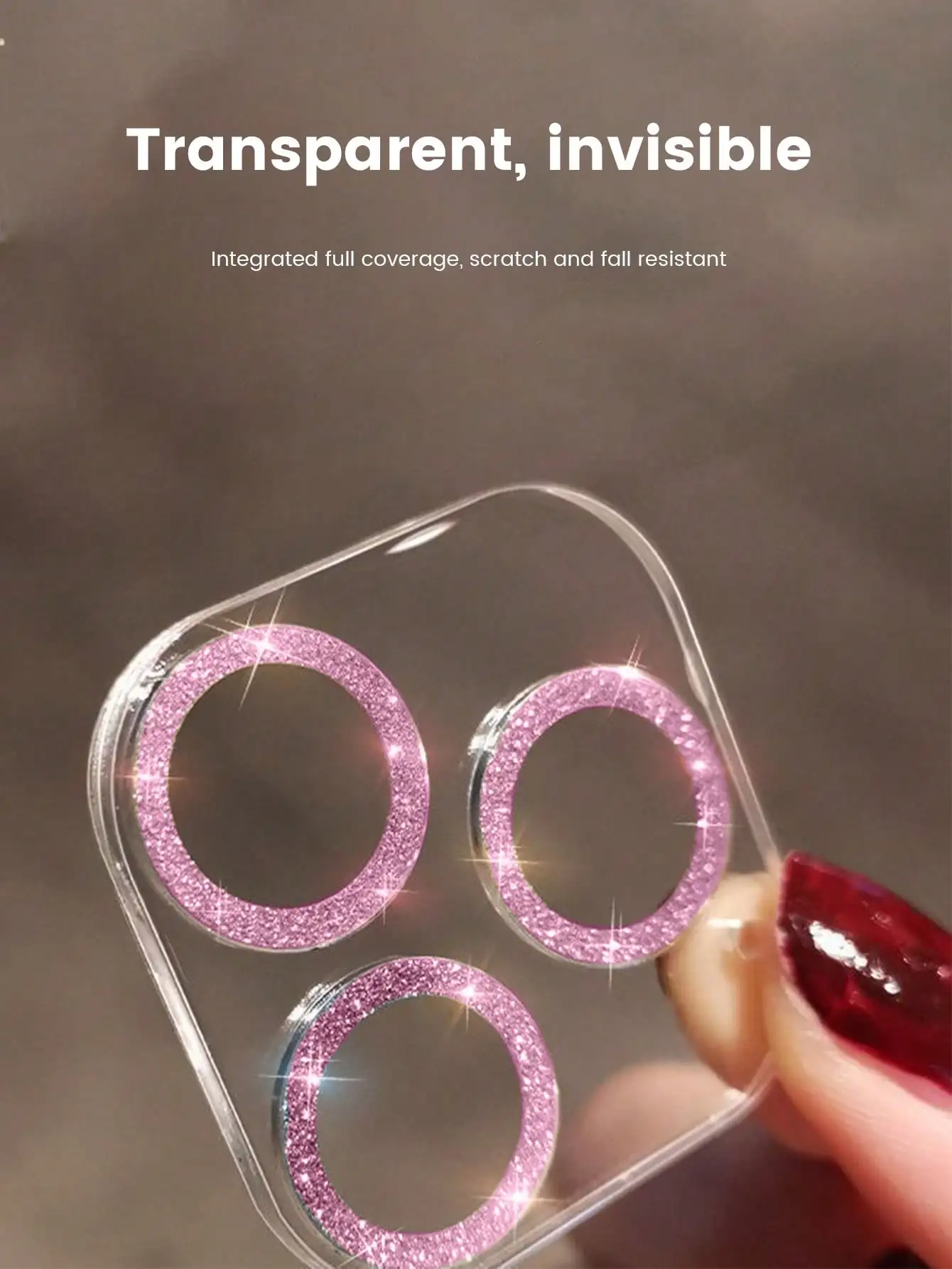 Προστατευτικό Φακού Κάμερας με Ροζ Glitter 9H για iPhone 11-17 Pro Max - Image 5
