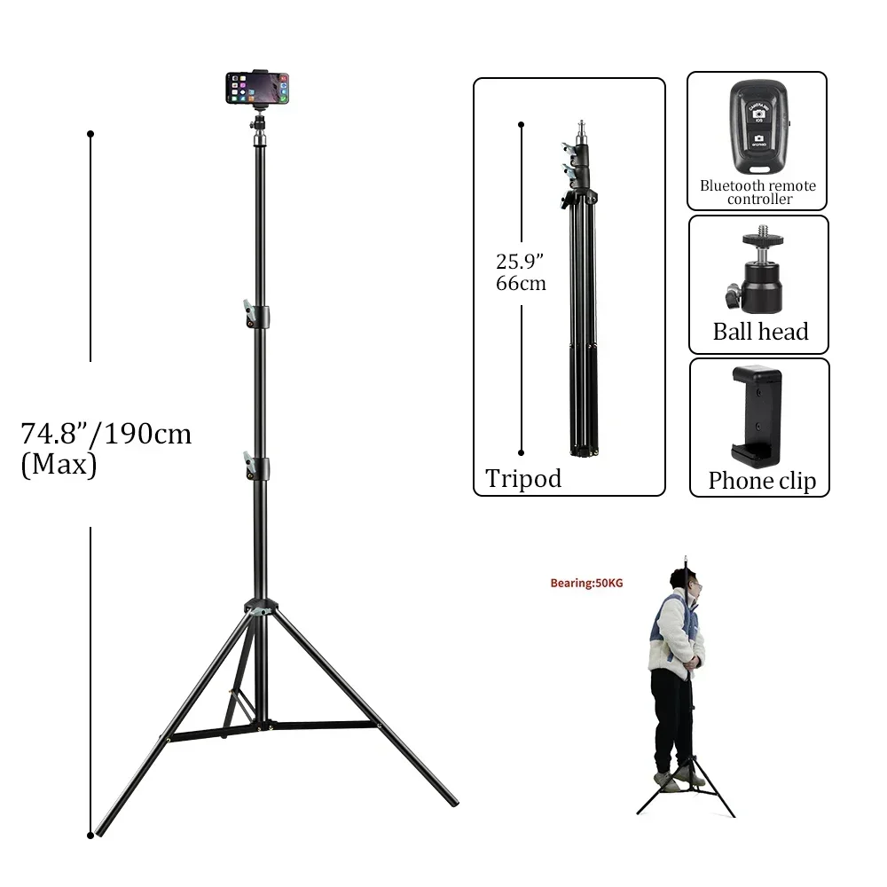 Selfie Stick Τρίποδο Αλουμινίου με Bluetooth Controller 100-200cm