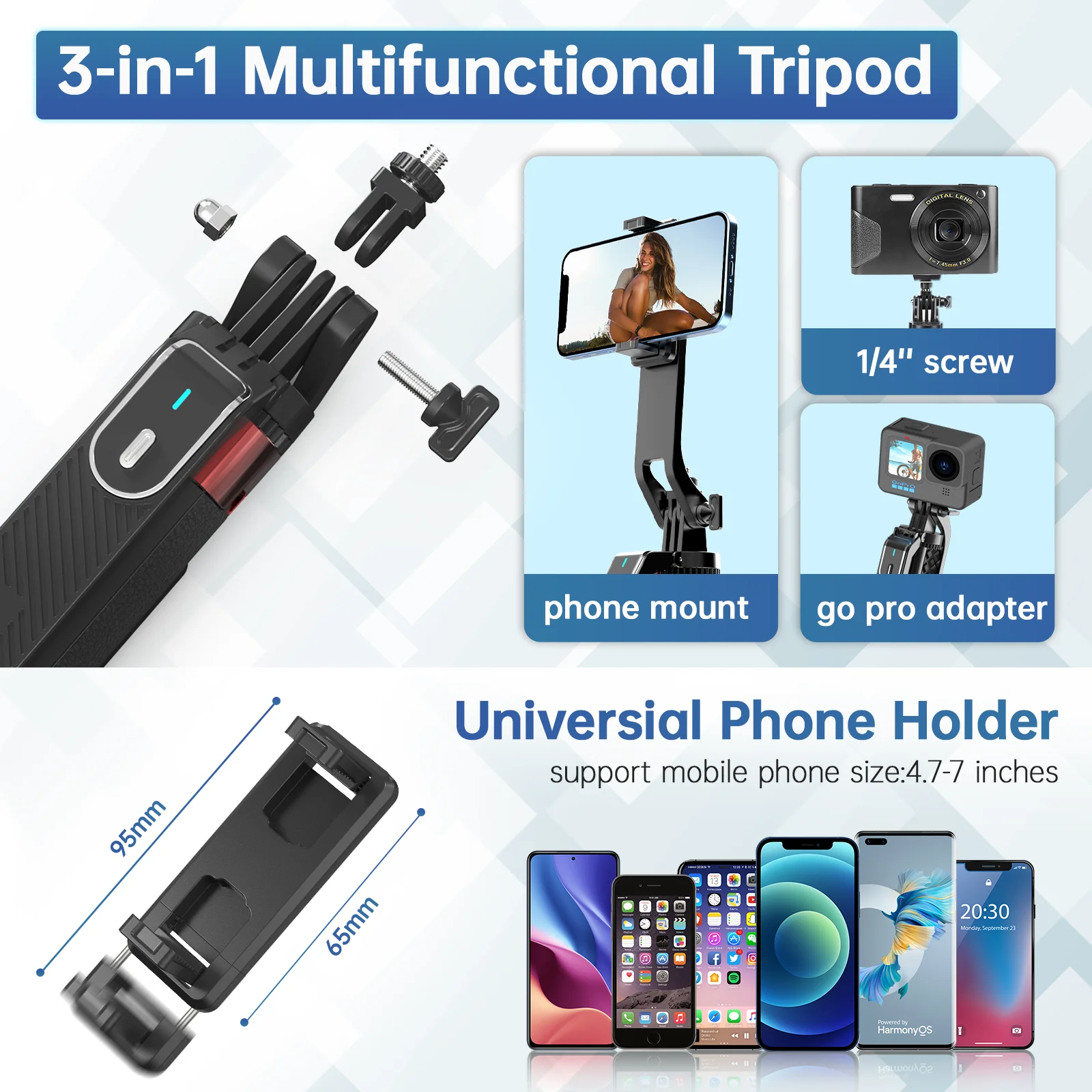 Ulanzi MA09 Selfie Stick Tripod 1.8m με Bluetooth Remote για iPhone και Android - Image 3