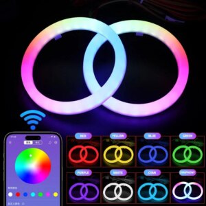 Σετ 2 RGB LED Angel Eyes Halo Rings για Αυτοκίνητο, Μοτοσυκλέτα και UTV