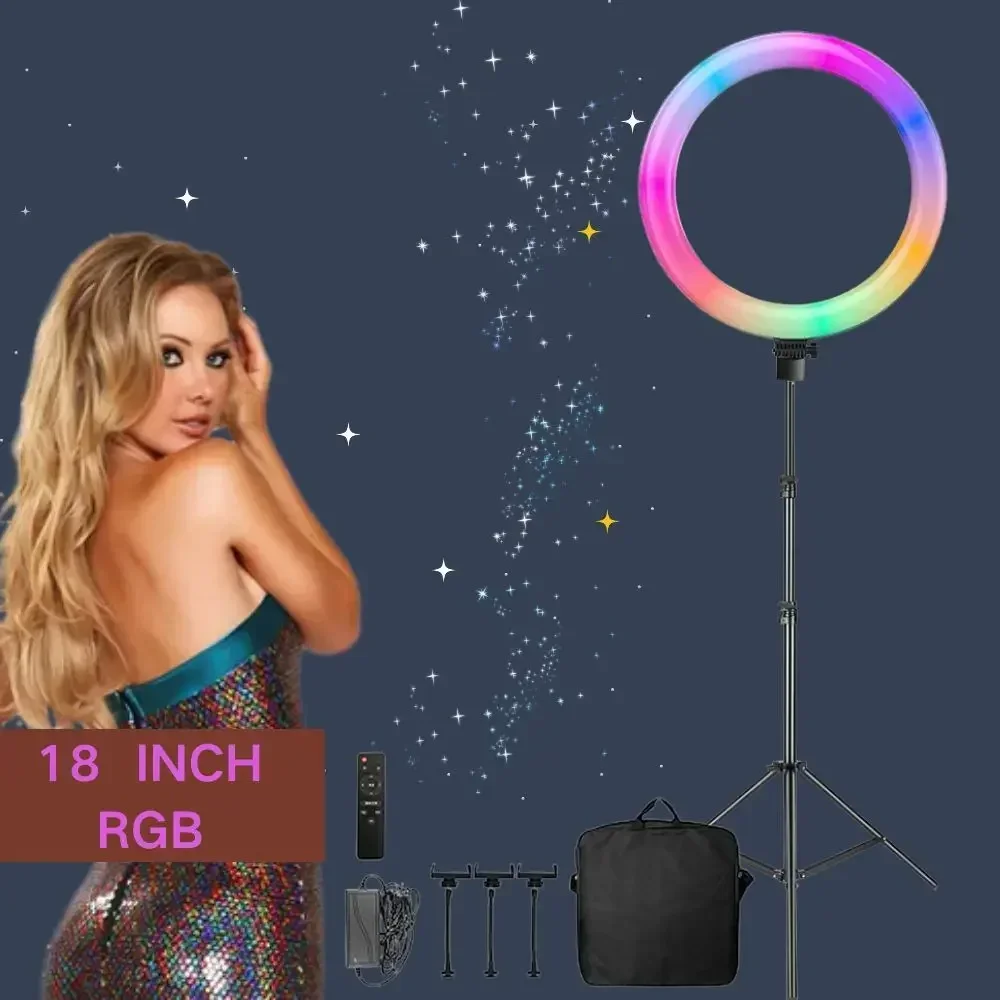 RGB Ring Light 18 Ιντσών με Τρίποδο για Φωτογράφιση και Live Streaming - Image 2
