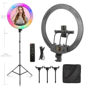 RGB Ring Light 18 Ιντσών με Τρίποδο για Φωτογράφιση και Live Streaming