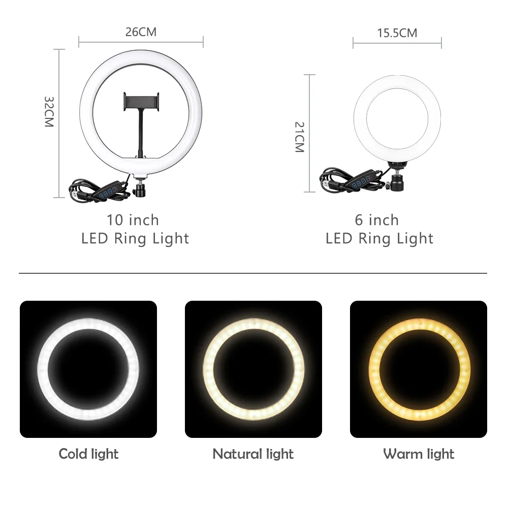 SH RGB Ring Light 10/12/14 Ιντσών με Τρίποδο και 15 Χρώματα Φωτισμού - Image 3