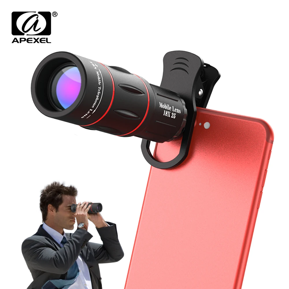 APEXEL Μονόκυαλο Τηλεφακός 18×25 HD για Smartphone με Τρίποδο