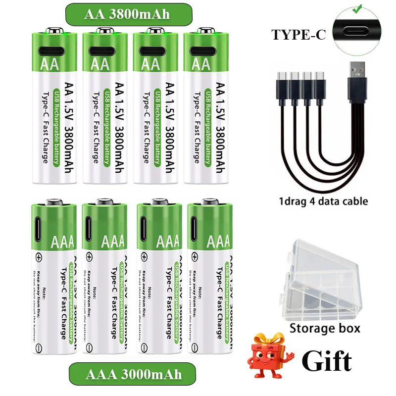 Επαναφορτιζόμενες Μπαταρίες AA/AAA 1.5V με Type-C