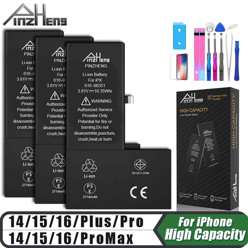 PINZHENG Μπαταρία Αντικατάστασης για iPhone 14, 15 και 16 Pro Max
