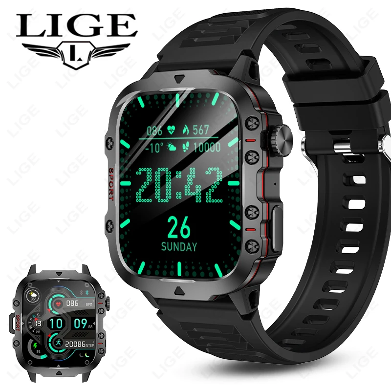 Ανδρικό Rugged Smartwatch με Bluetooth Κλήσεις και Παρακολούθηση Υγείας