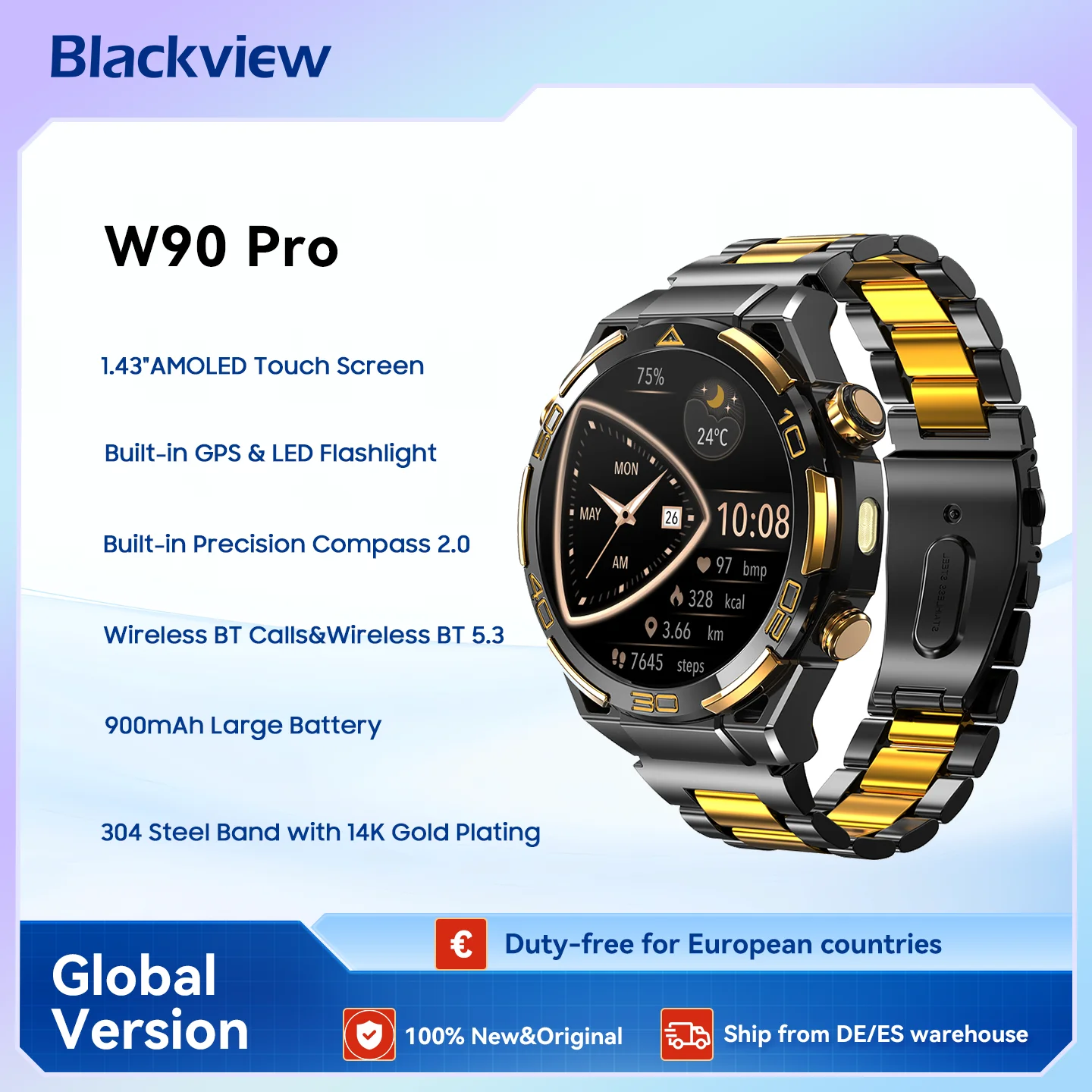 Blackview W90 Pro Smartwatch AMOLED με Bluetooth Κλήσεις