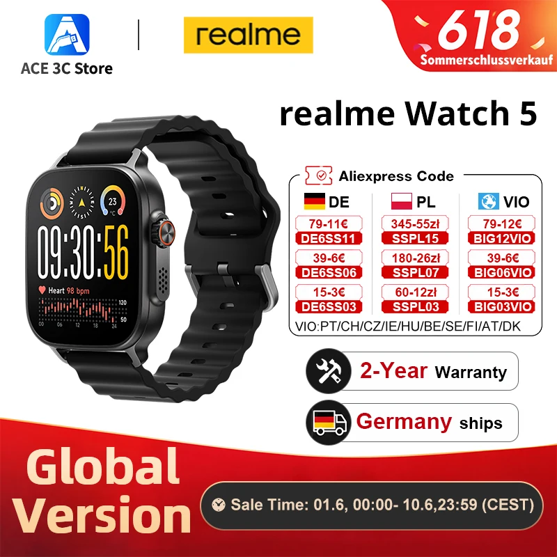 realme Watch 5 Smartwatch με GPS και AMOLED Οθόνη
