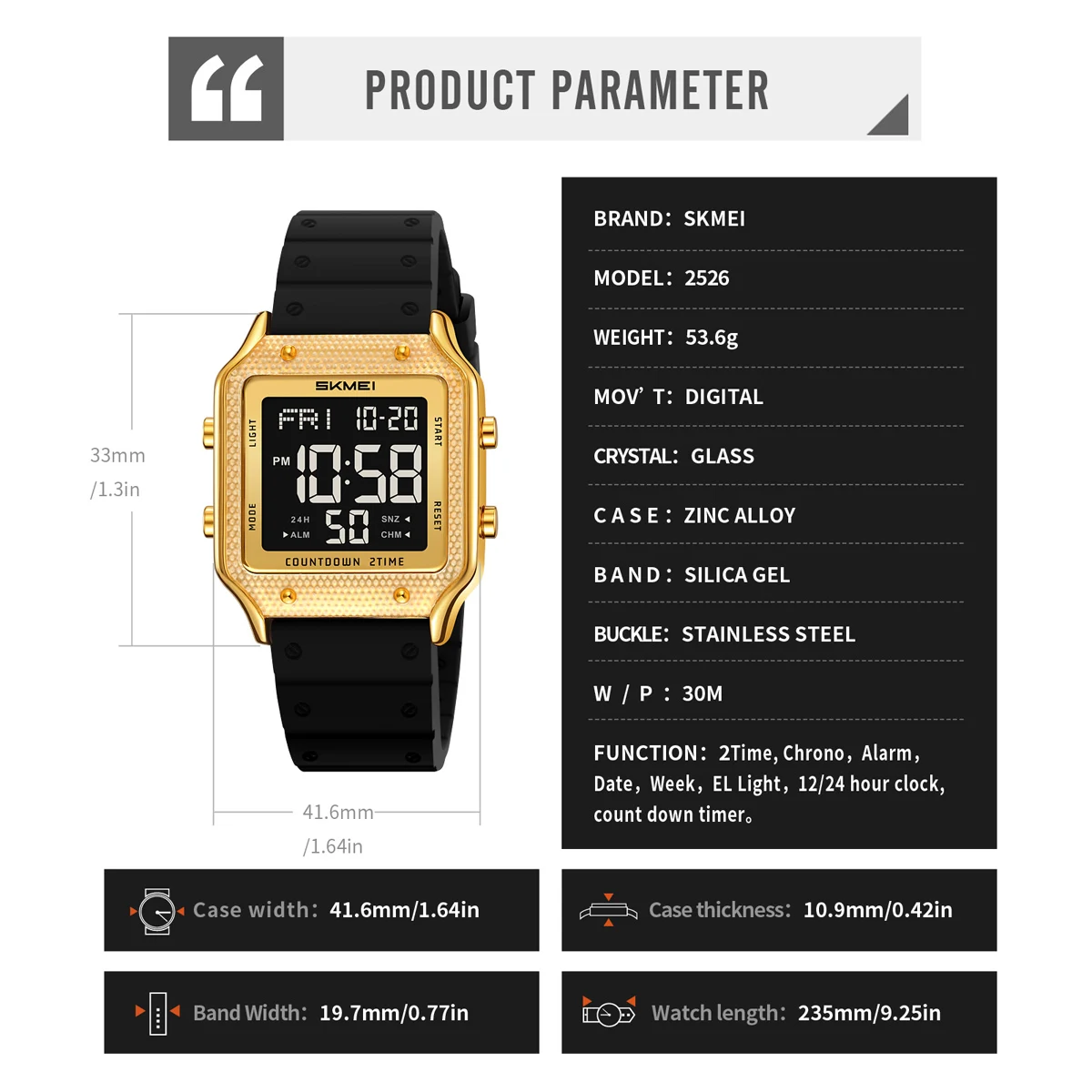 SKMEI 2526 Ψηφιακό Στρατιωτικό Ρολόι Unisex με Χρονογράφο και Αδιάβροχη Προστασία - Image 6