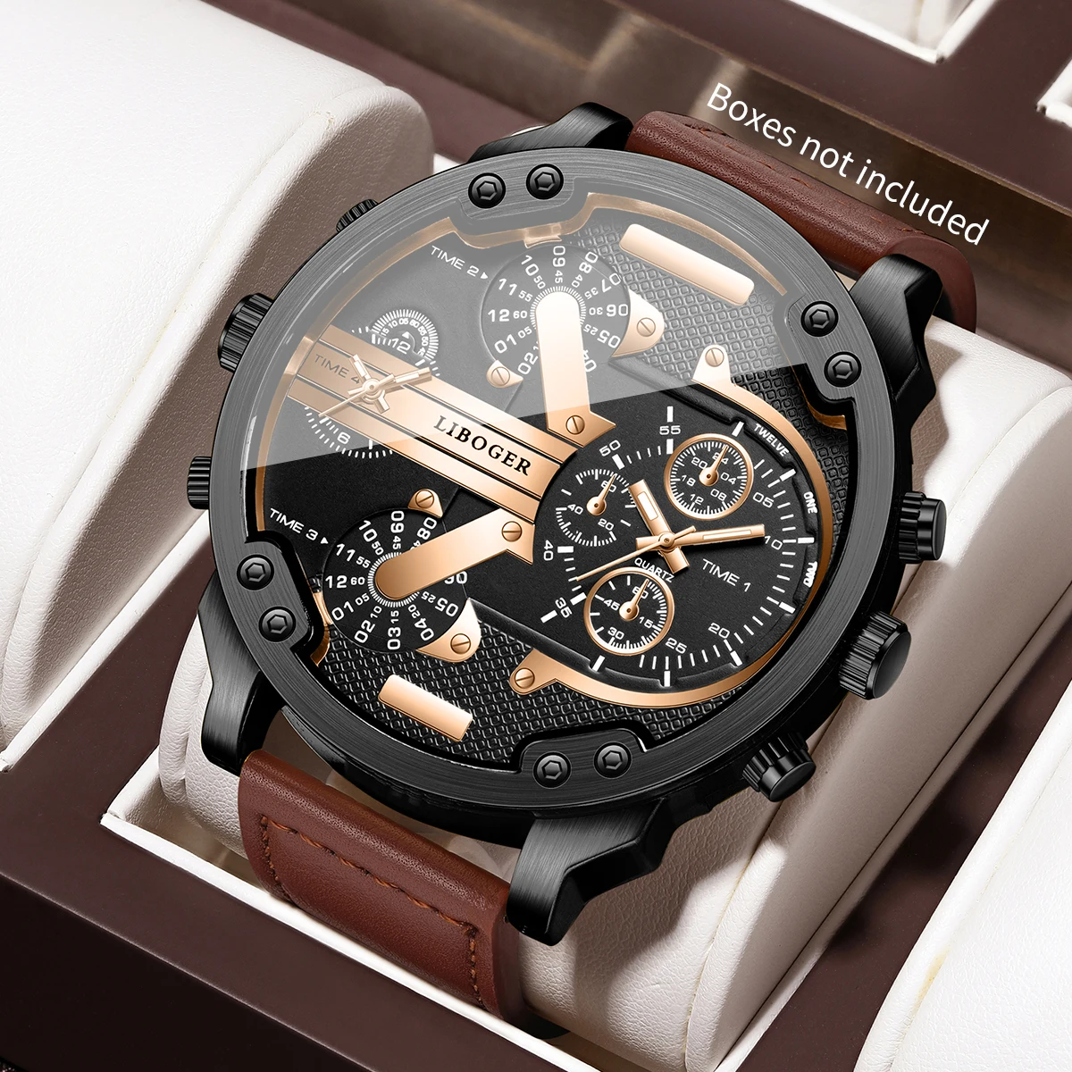 Ανδρικό Ρολόι Quartz με Δερμάτινο Λουράκι και Oversized Καντράν