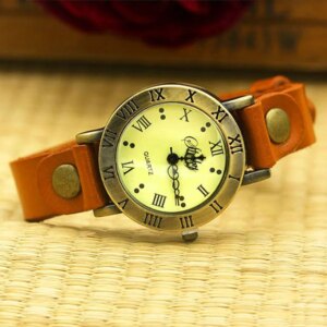 Shsby Vintage Γυναικείο Ρολόι Quartz με Δερμάτινο Λουράκι