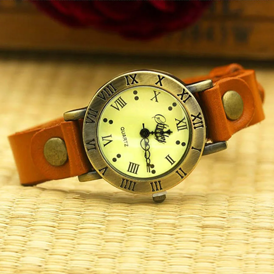 Shsby Vintage Γυναικείο Ρολόι Quartz με Δερμάτινο Λουράκι