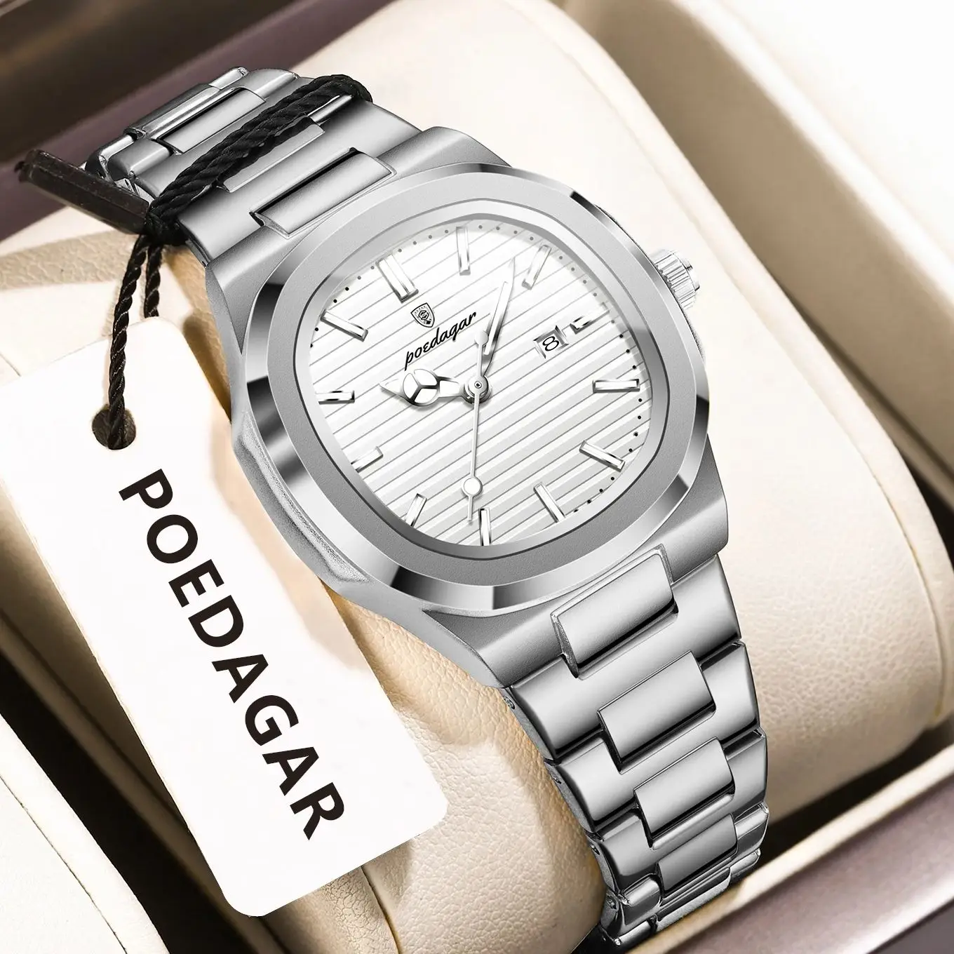 POEDAGAR Γυναικείο Ρολόι Quartz με Ημερομηνία και Φωσφορίζοντες Δείκτες - Image 2