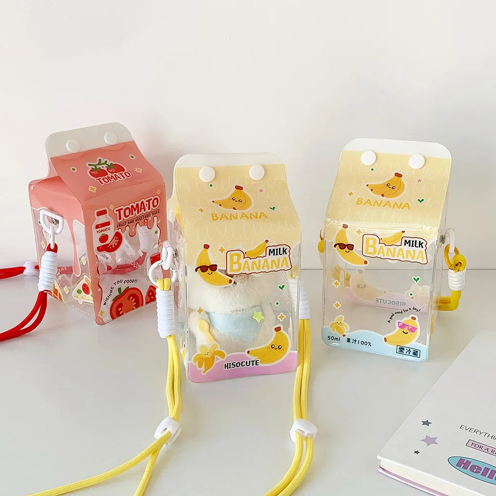 Kawaii Διάφανη Χιαστί Τσάντα Milk Box από PVC