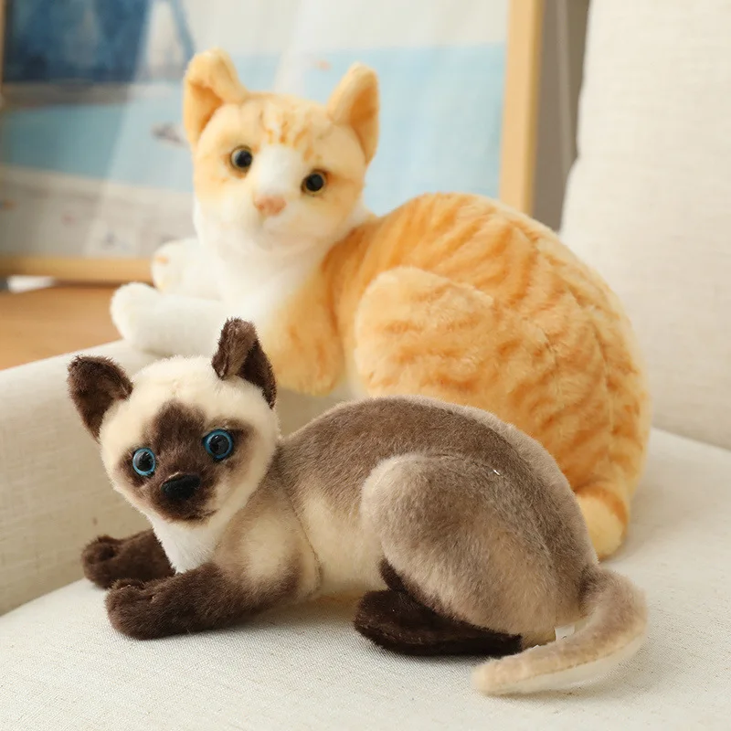 Ρεαλιστικές Λούτρινες Γάτες Siamese και American Shorthair 20cm-25cm