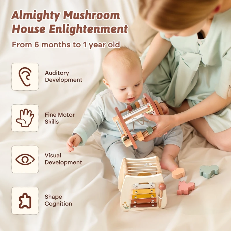 Ξύλινο Montessori Παιχνίδι 5 σε 1 με Μουσικά Όργανα - Image 5