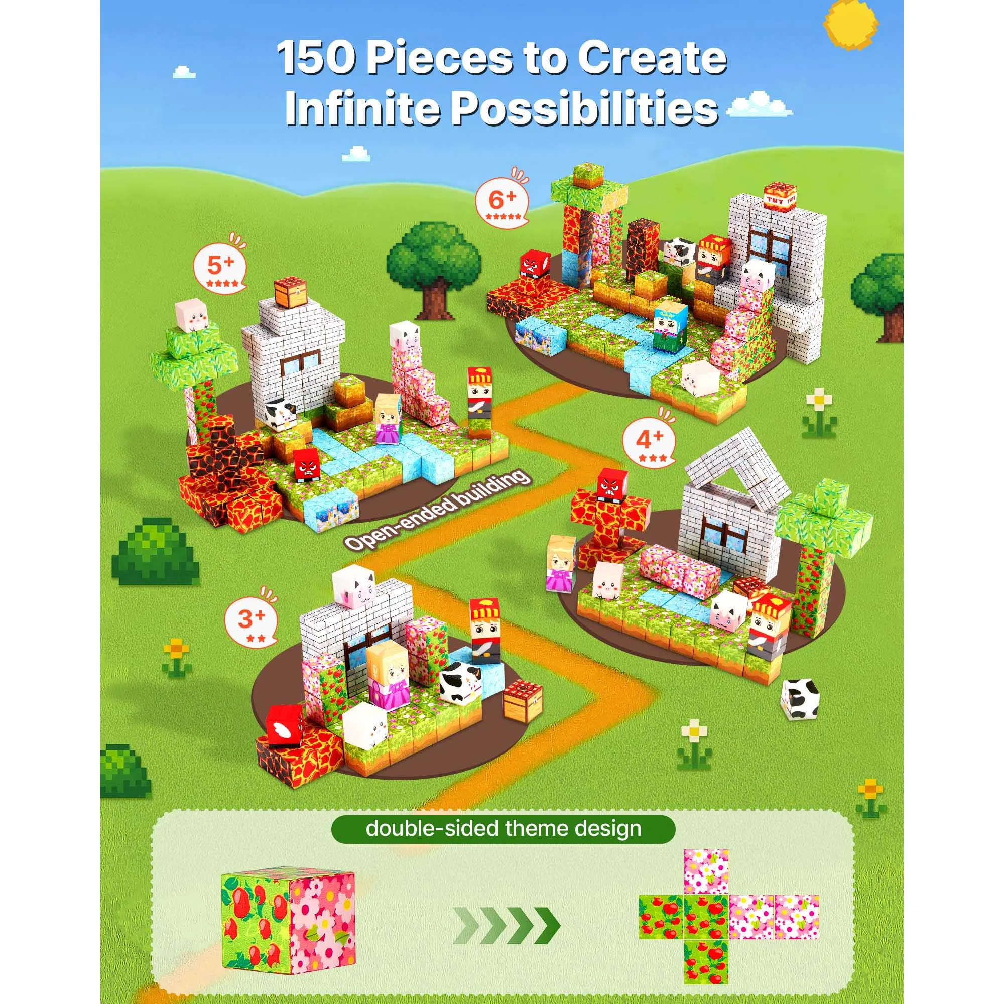 SucceBuy Μαγνητικά Τουβλάκια Forest Castle 150 Τεμαχίων - Image 2